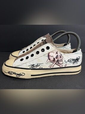 Ed Hardy Slip On Laceless Shoe Skull Womens Size US 5 Women's RARE